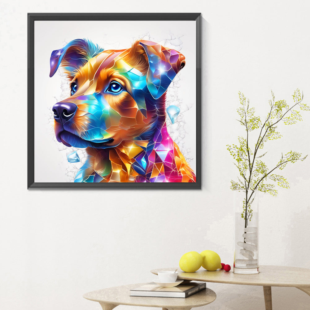 Serious Dog With Oil Paint Elements - Full Round Drill Diamond Painting 30*30CM