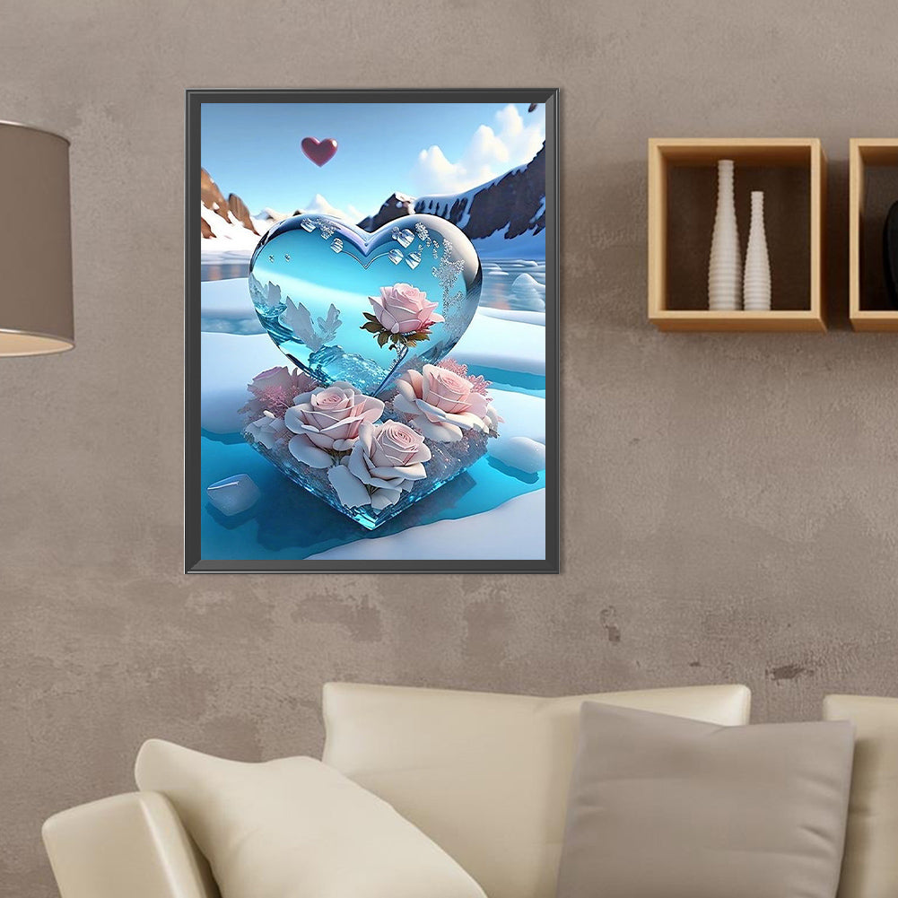 Dream Beach And Love Crystals And Flowers - Full Round Drill Diamond Painting 30*40CM