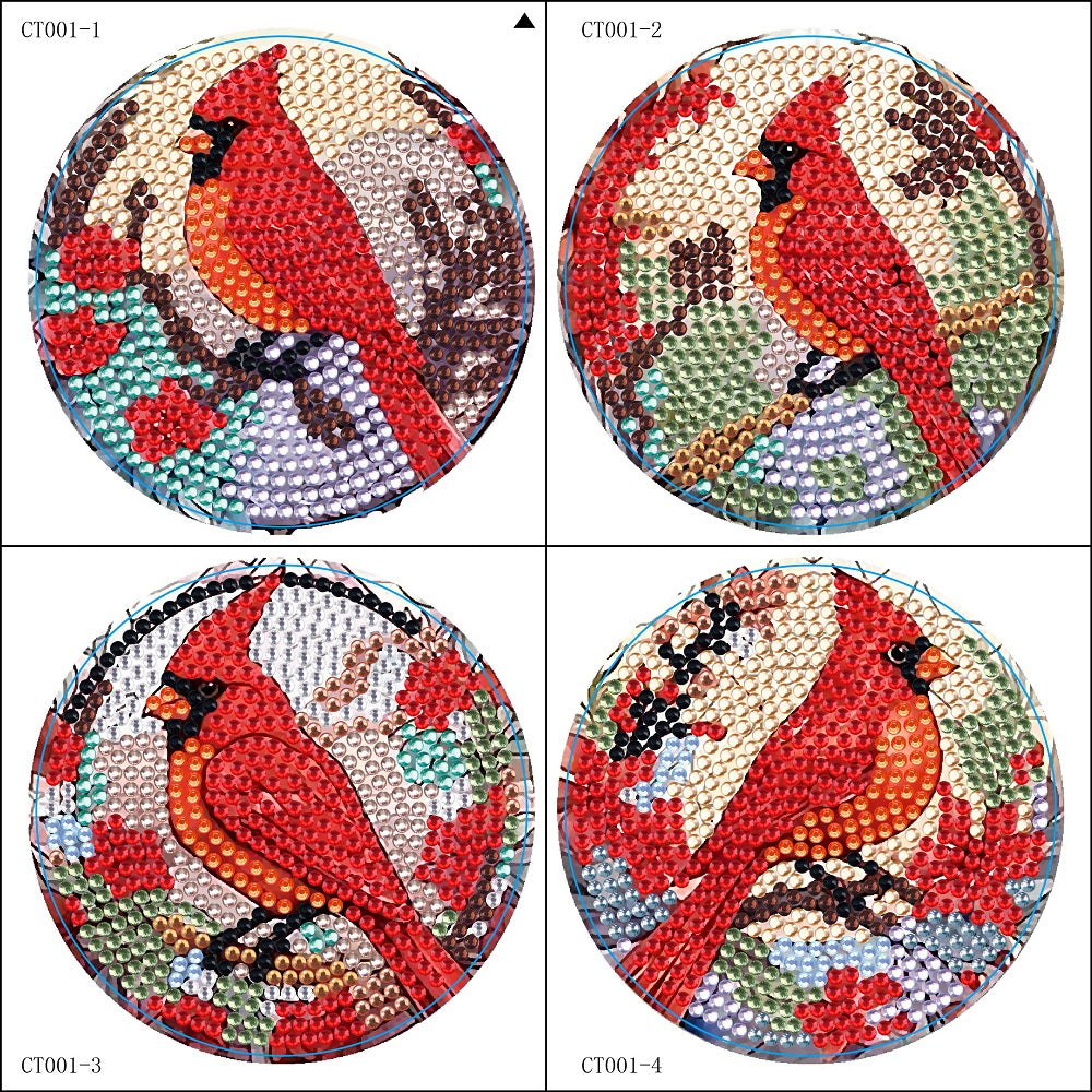 4PCS Cardinal Diamond Painting Magnet Refrigerator Diamond Art Magnets Decals