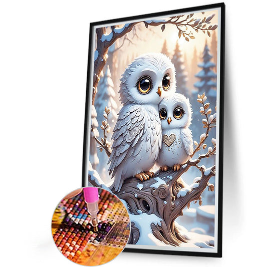 Owl And Baby Owl - Full Round Drill Diamond Painting 40*60CM