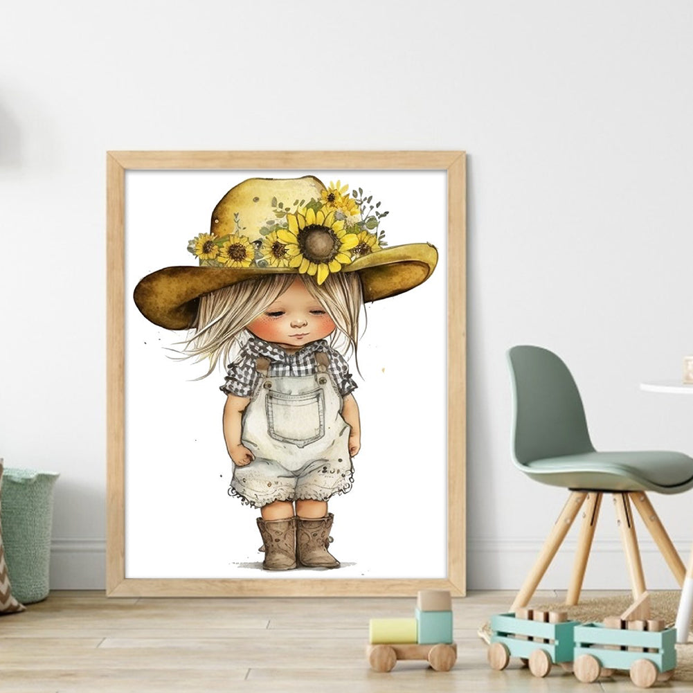 Hardworking Little Girl - 11CT Stamped Cross Stitch 40*50CM