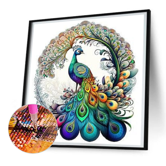 Peacock - Full Round Drill Diamond Painting 30*30CM