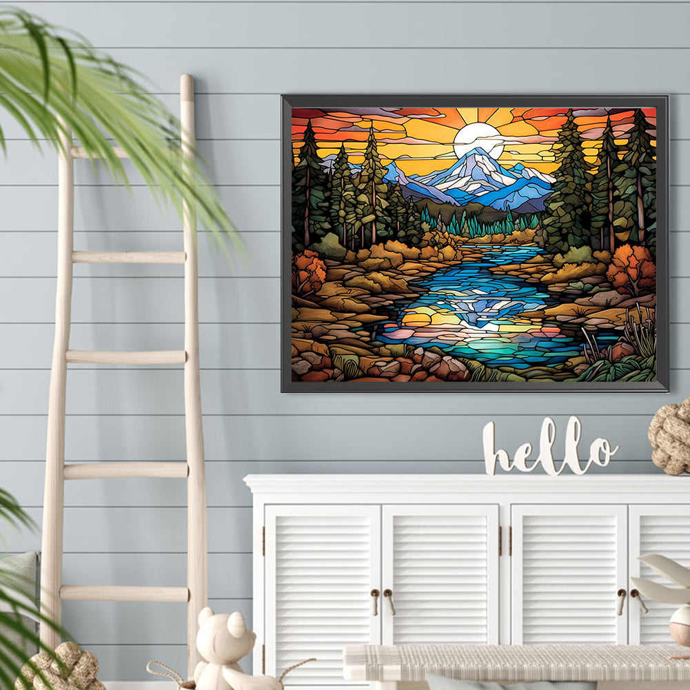 Mountains And Flowing Water - Full Round Drill Diamond Painting 40*30CM