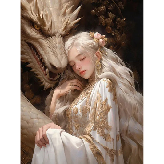Dragon And Maiden - 11CT Stamped Cross Stitch 50*65CM