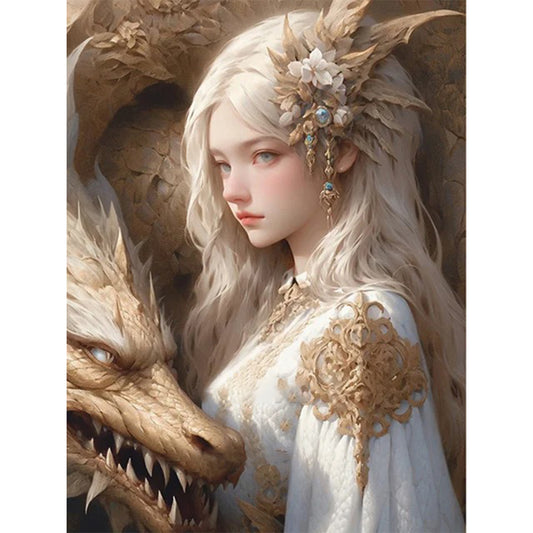 Dragon And Maiden - 11CT Stamped Cross Stitch 50*65CM