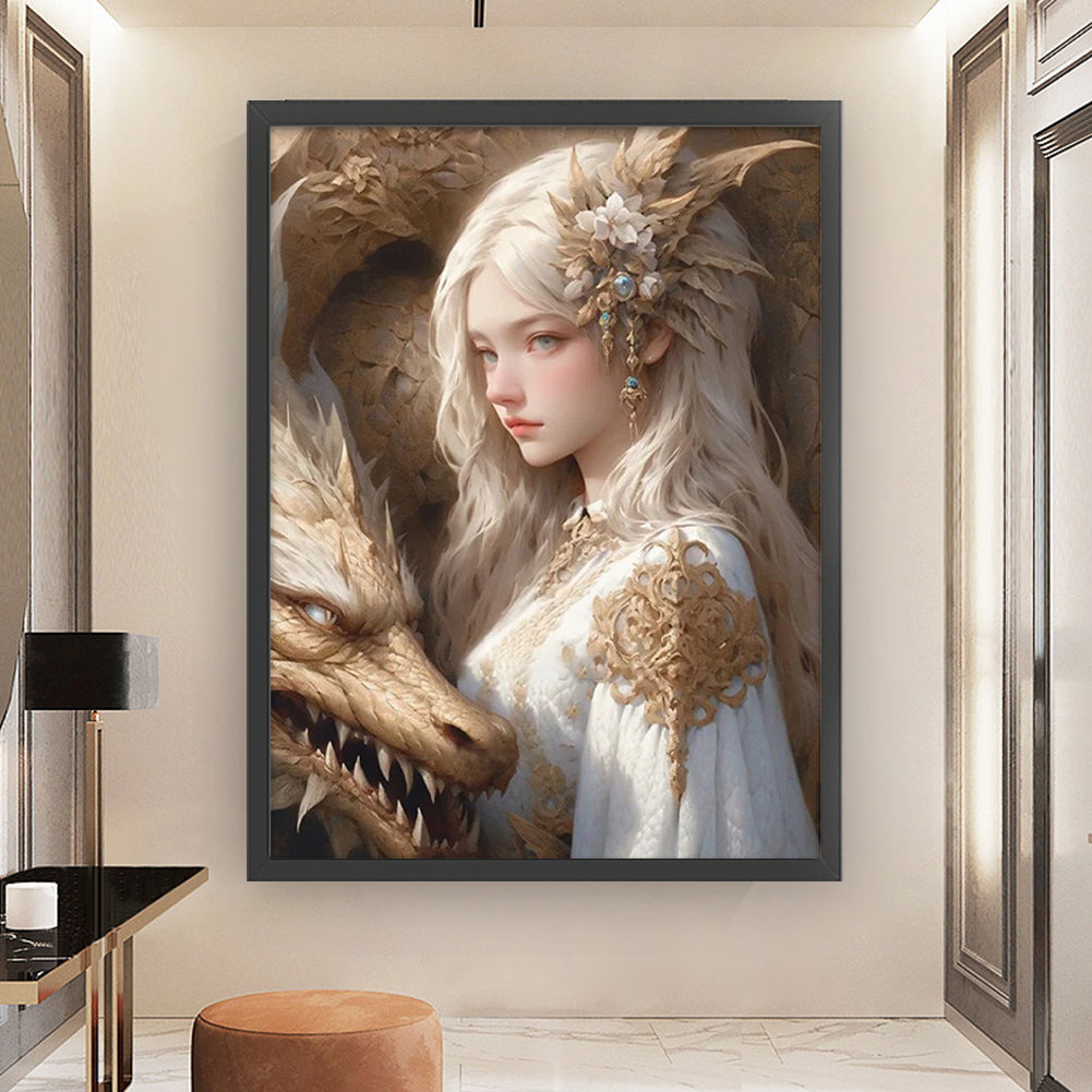 Dragon And Maiden - 11CT Stamped Cross Stitch 50*65CM