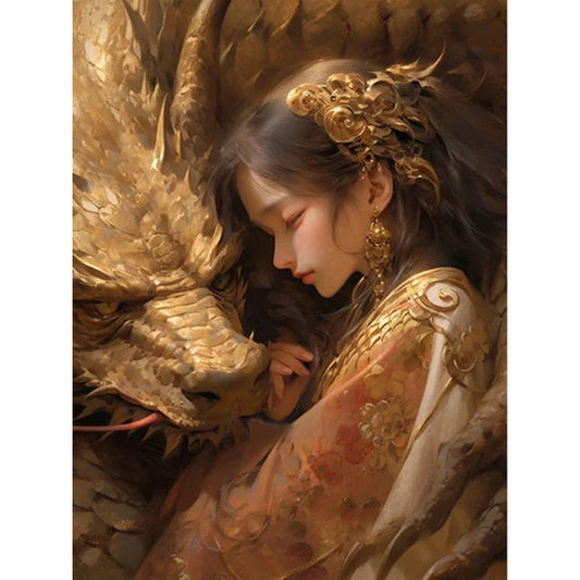 Dragon And Maiden - 11CT Stamped Cross Stitch 50*65CM