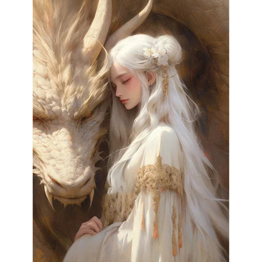 Dragon And Maiden - 11CT Stamped Cross Stitch 50*65CM