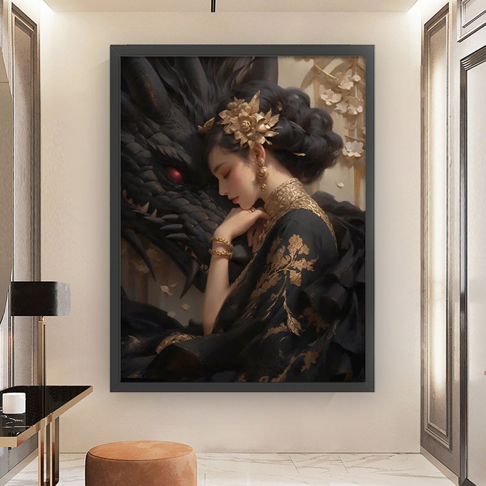 Dragon And Maiden - 11CT Stamped Cross Stitch 50*65CM