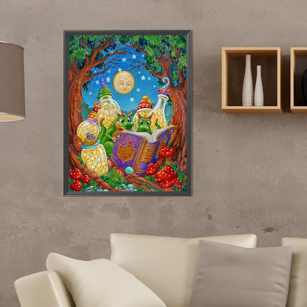 Bedtime Story Little Dinosaurs - Full Round Drill Diamond Painting 30*40CM