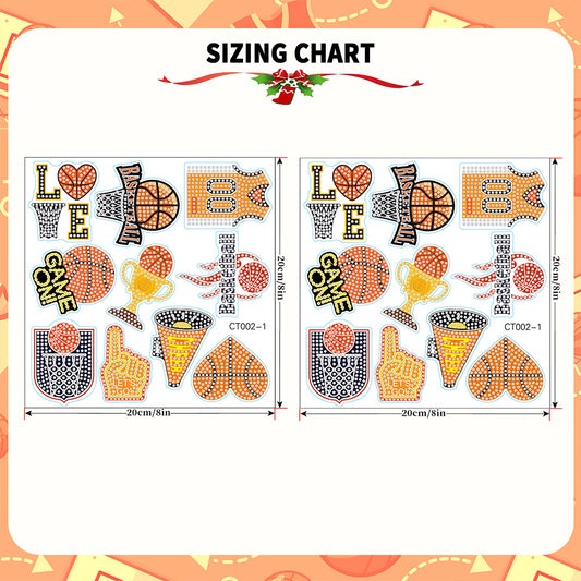 2 PCS Basketball Round Diamond Painting Magnet Refrigerator for Fridge Car Decor