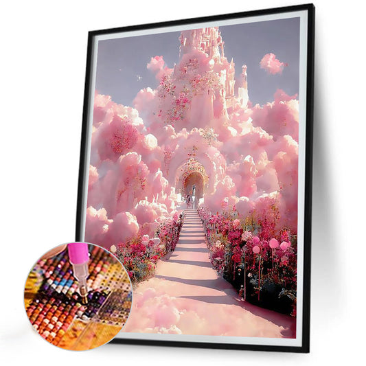Pink Cloud Manor - Full Round Drill Diamond Painting 30*40CM
