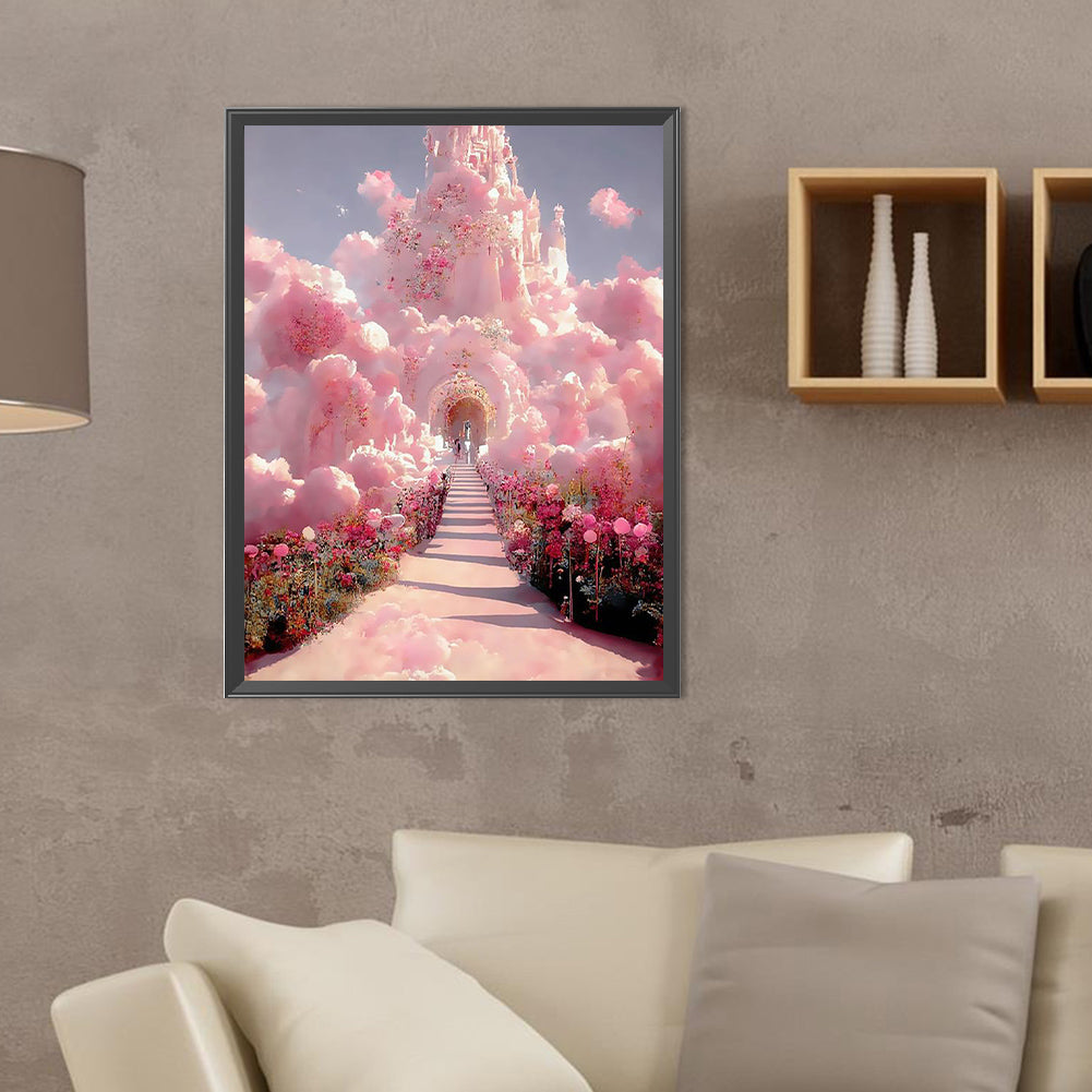 Pink Cloud Manor - Full Round Drill Diamond Painting 30*40CM