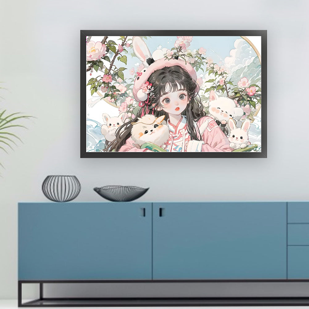 Bunny Girl - 11CT Stamped Cross Stitch 70*50CM