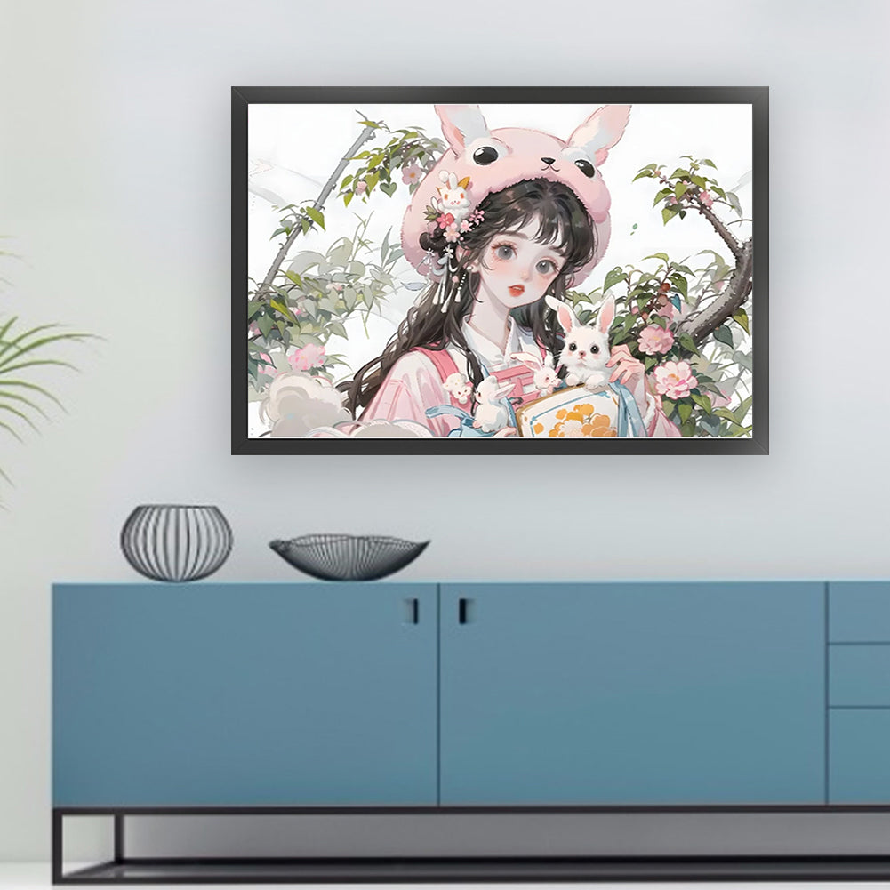 Bunny Girl - 11CT Stamped Cross Stitch 70*50CM