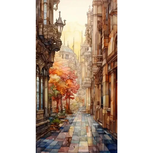 Glass Painting-Alley - 14CT Stamped Cross Stitch 40*70CM(Joy Sunday)