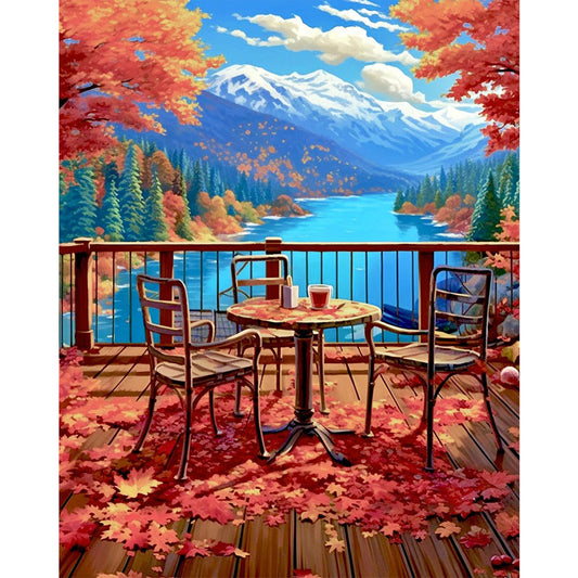 Autumn Windowsill - 16CT Stamped Cross Stitch 50*60CM