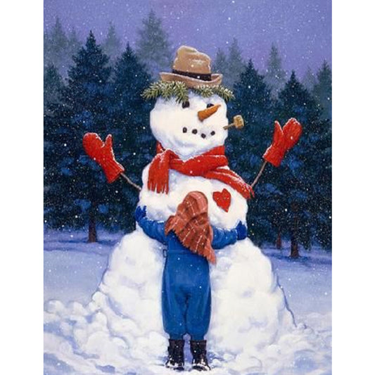 Snowy Snowman - Full Square Drill Diamond Painting 30*40CM