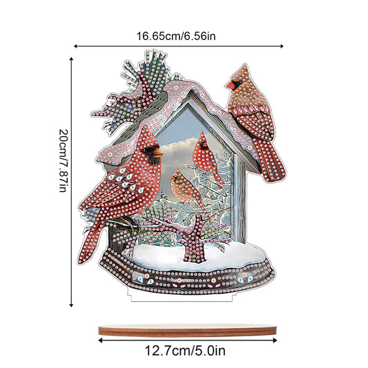 Wooden Xmas Cardinal Desktop Diamond Art Kits for Xmas Table Office Decor (#1)