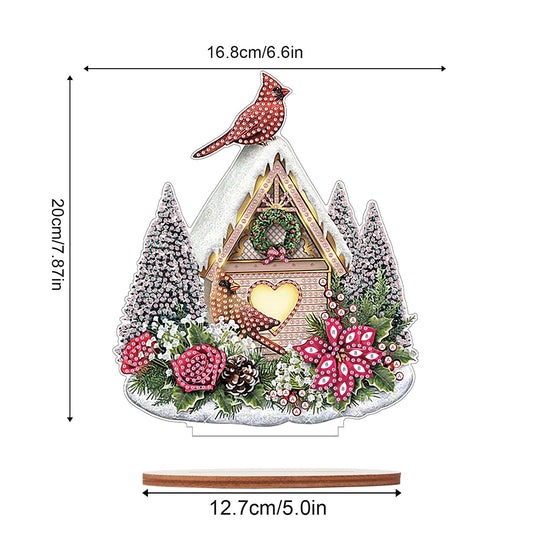 Wooden Xmas Cardinal Desktop Diamond Art Kits for Xmas Table Office Decor (#5)