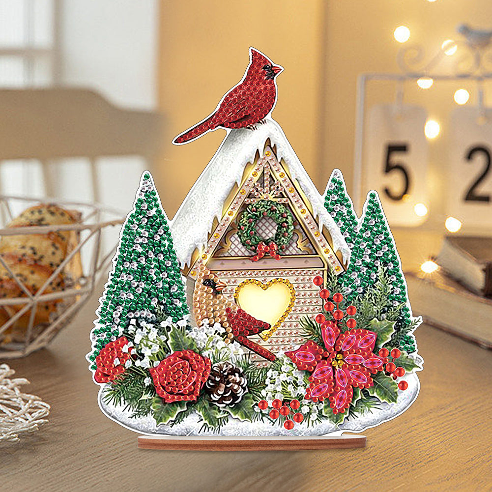 Wooden Xmas Cardinal Desktop Diamond Art Kits for Xmas Table Office Decor (#5)