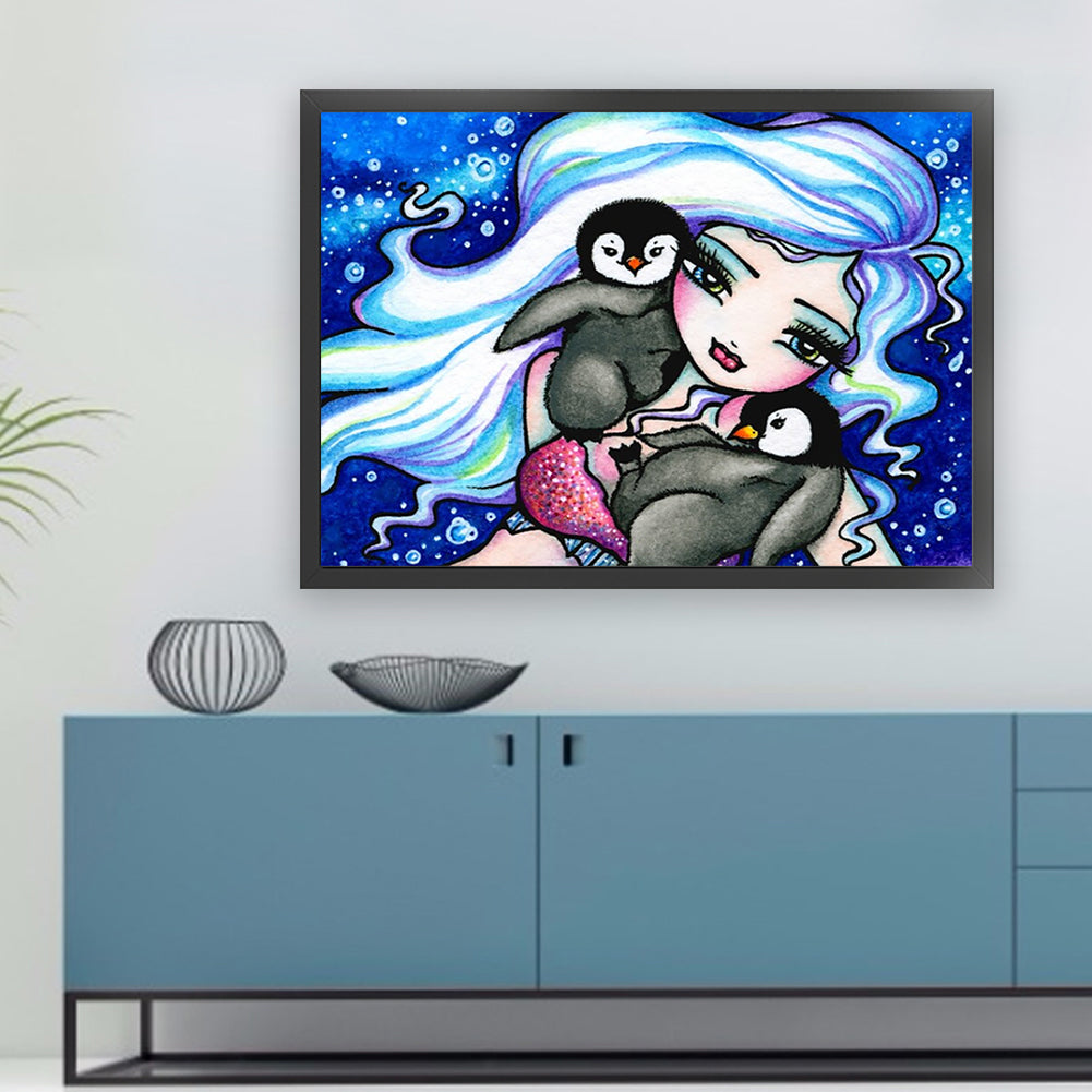 Big Eyes Girl - 11CT Stamped Cross Stitch 60*45CM(Joy Sunday)