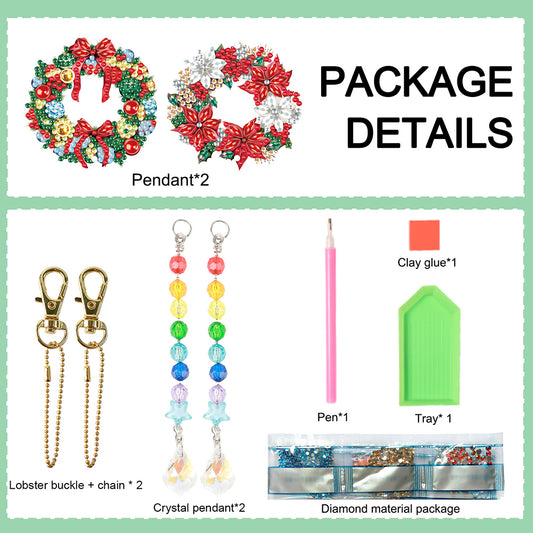 2PCS Suncatcher Diamond Painting Hanging Decor for Kid DIY Craft (Wreath #3)