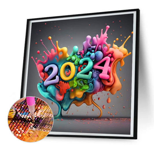 Colorful New Year 2024 - Full Round Drill Diamond Painting 30*30CM