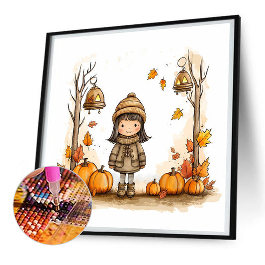 Autumn Girl - Full Round Drill Diamond Painting 30*30CM