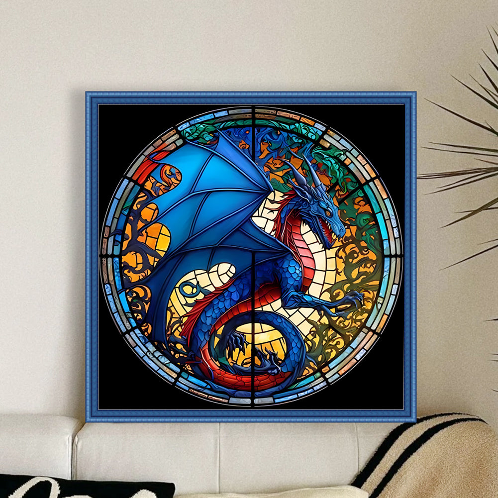 Glass Painting-Pterosaur - 11CT Stamped Cross Stitch 40*40CM(Joy Sunday)