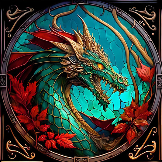 Glass Painting-Pterosaur - 11CT Stamped Cross Stitch 40*40CM(Joy Sunday)