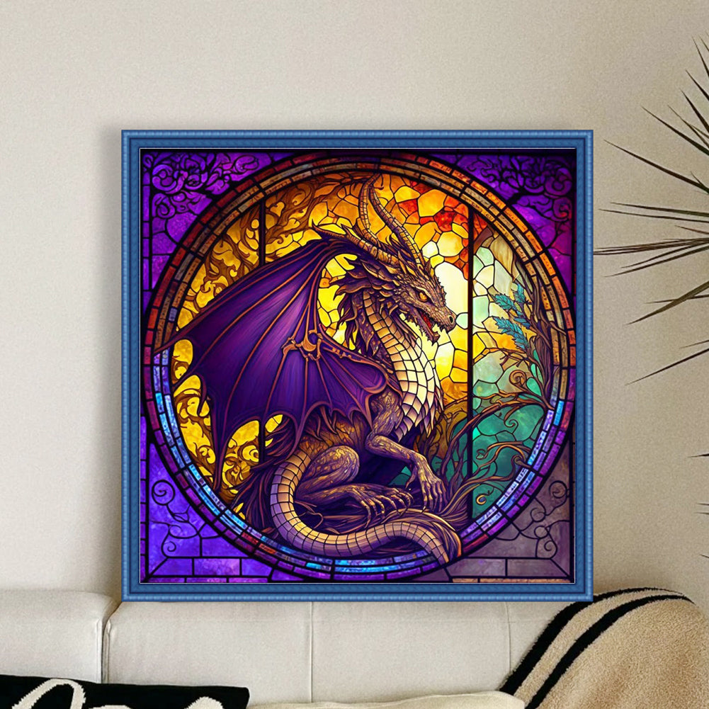 Glass Painting-Pterosaur - 11CT Stamped Cross Stitch 40*40CM(Joy Sunday)
