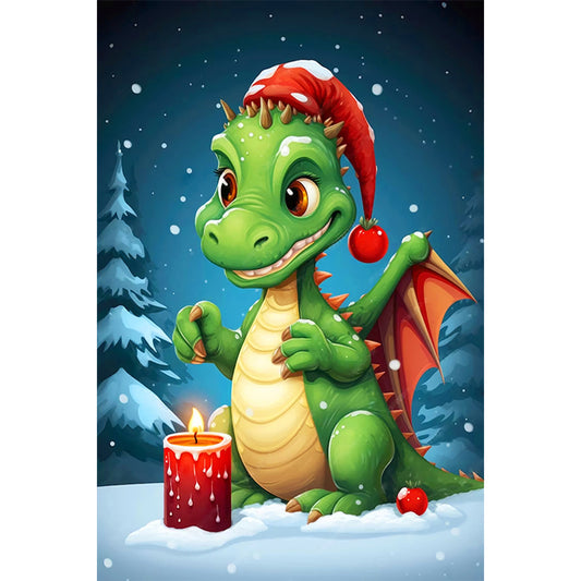 Christmas Dragon Guarding The Candles - Full Round Drill Diamond Painting 40*60CM