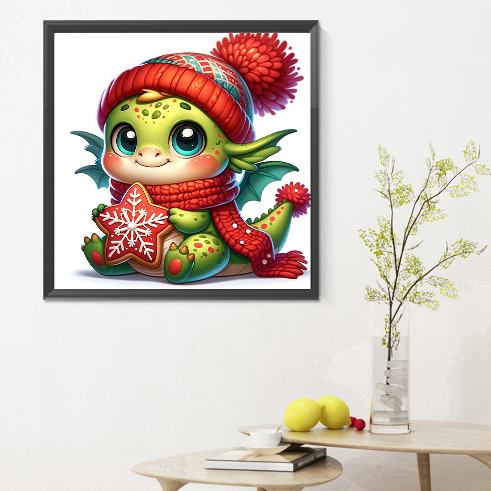 Dragon Holding Cookies In Winter - Full Round Drill Diamond Painting 30*30CM