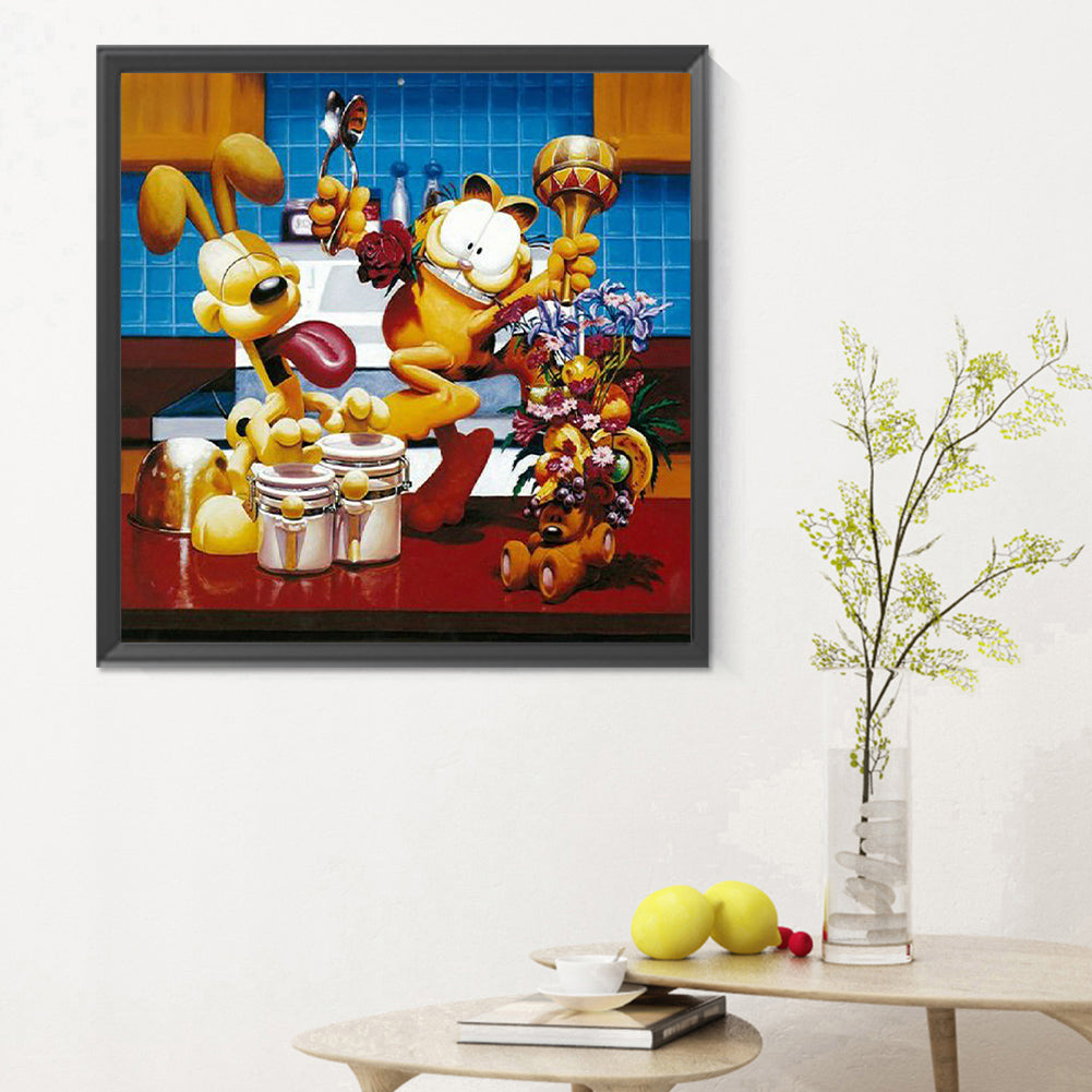 Garfield And Odie - Full Round Drill Diamond Painting 30*30CM