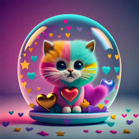 Loving Colorful Cats - Full AB Round Drill Diamond Painting 30*30CM
