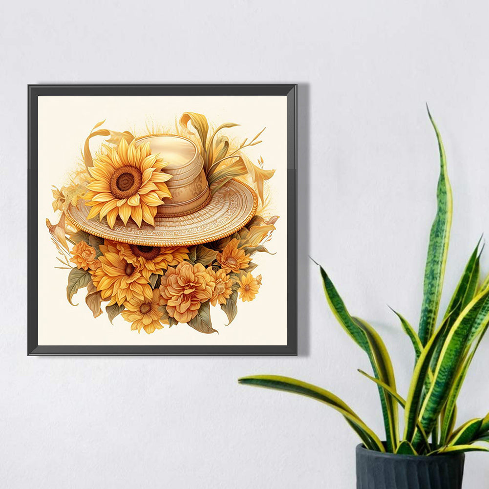 Sunflower And Straw Hat - Full AB Square Drill Diamond Painting 40*40CM