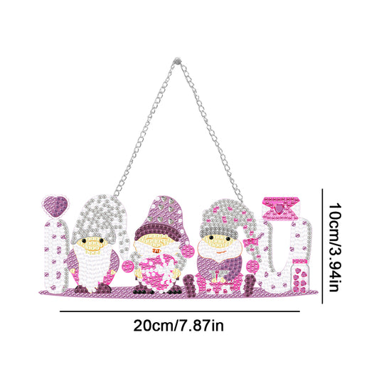 Acrylic Love Gnome Single-Sided 5D DIY Diamond Painting Hanging Pendant 20x10cm