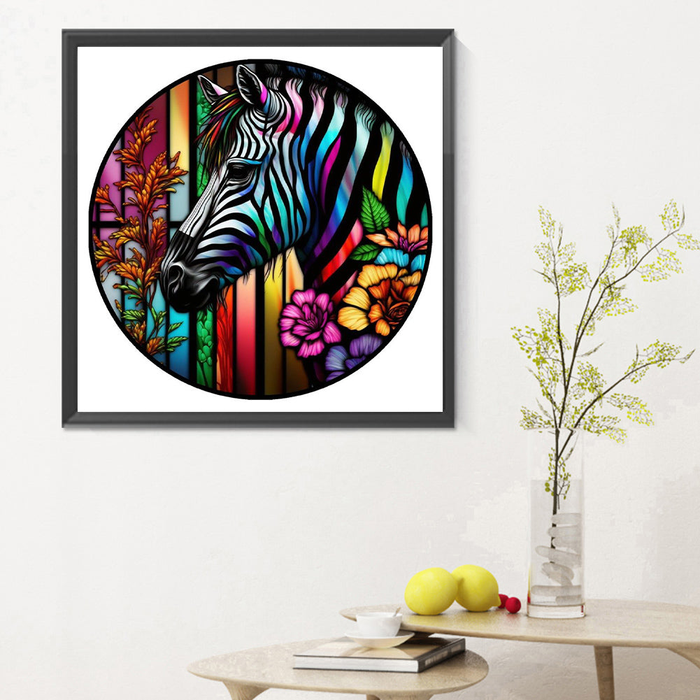 Colorful Zebra - Full Round Drill Diamond Painting 30*30CM