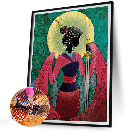 Mulan Silhouette - Full Round Drill Diamond Painting 40*50CM