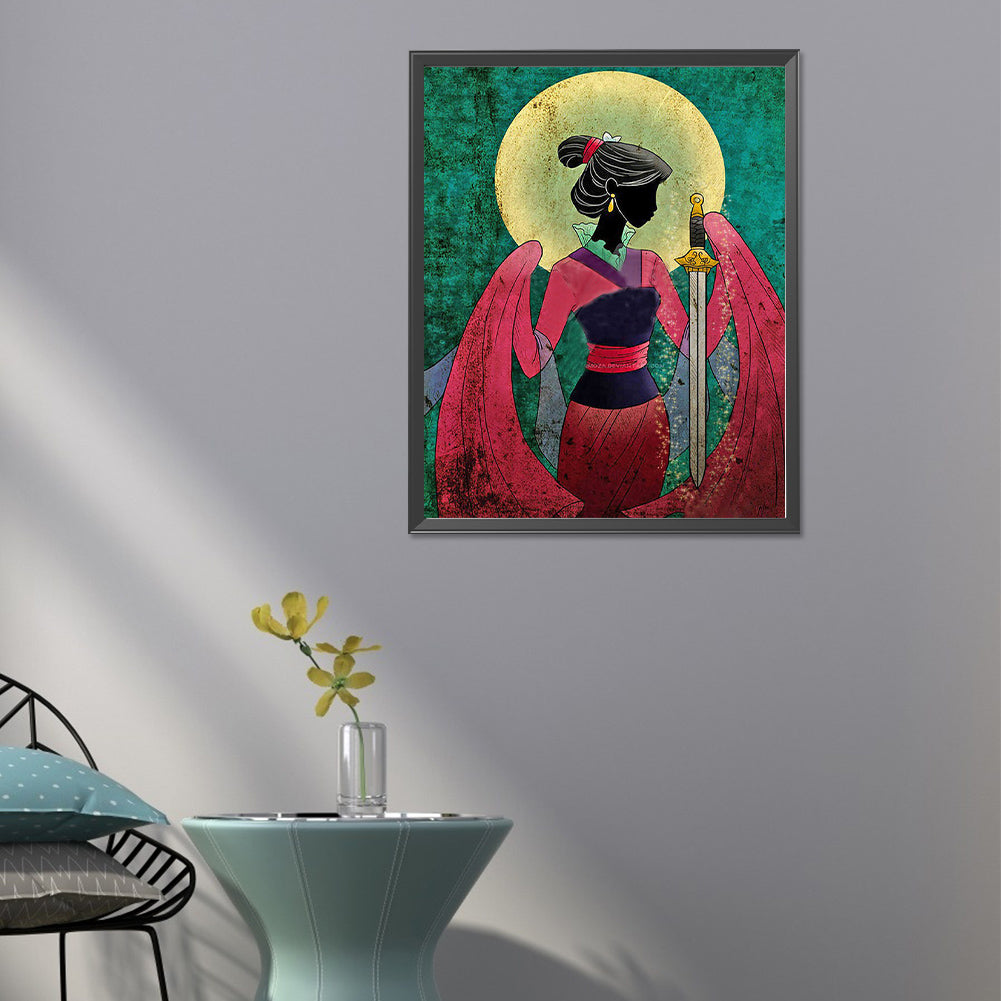 Mulan Silhouette - Full Round Drill Diamond Painting 40*50CM