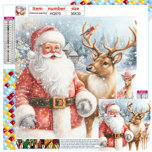 Santa Claus And Elk - Full Square Drill Diamond Painting 30*30CM