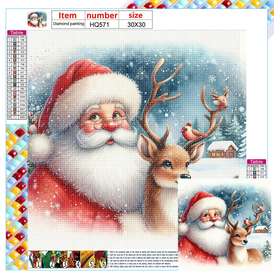 Santa Claus Watching Snow Scene - Full Square Drill Diamond Painting 30*30CM