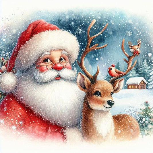 Santa Claus Watching Snow Scene - Full Square Drill Diamond Painting 30*30CM