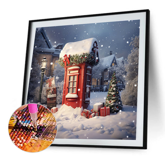 Red Flower Pavilion - Full Round Drill Diamond Painting 35*35CM