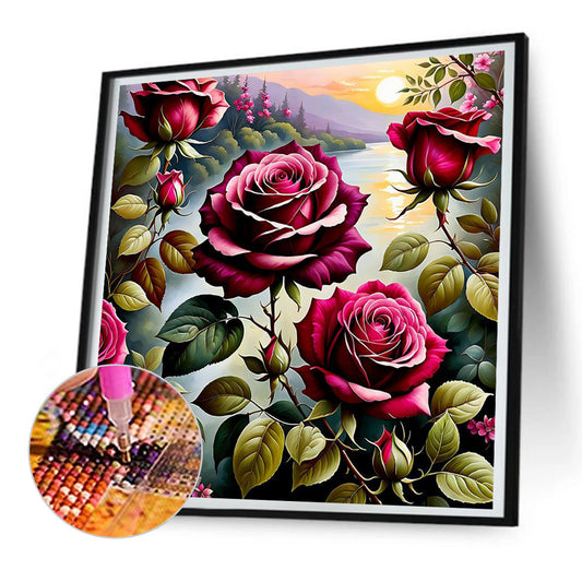 Roses By The Lake - Full Round Drill Diamond Painting 30*30CM