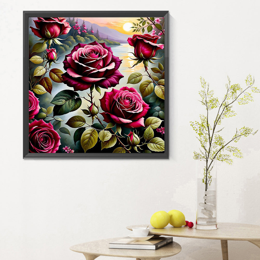 Roses By The Lake - Full Round Drill Diamond Painting 30*30CM
