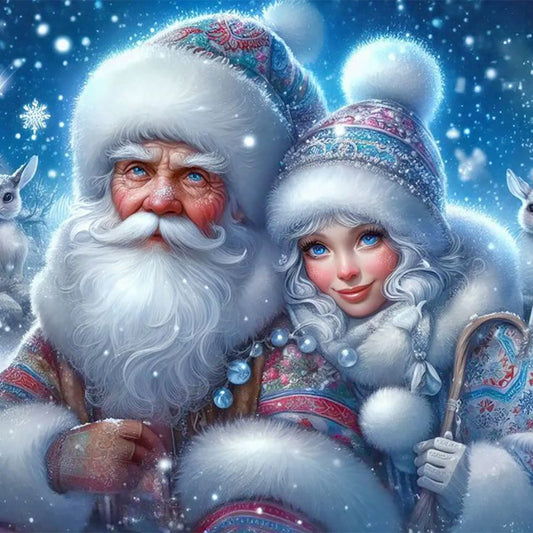 Santa Claus And Snow Girl - Full Round Drill Diamond Painting 40*40CM