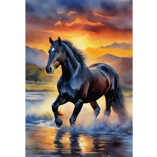 Flowers And Horses - 11CT Stamped Cross Stitch 40*60CM