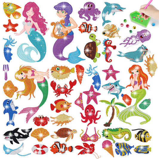 47 PCS Gem Sticker Art Craft Dolphin Diamond Painting Sticker for Boy Girls Gift